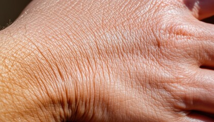 Naklejka premium Aging Skin Closeup with Visible Veins and Wrinkles