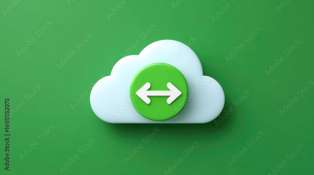 Poster cloud computing icon representing data transfer sync and information exchange. conceptual symbol for