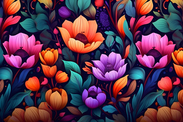 Tulips Creating a Colorful Spectacle.
