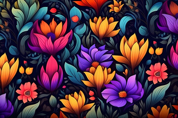 Tulips Creating a Colorful Spectacle.
