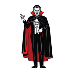 Dracula, a man in black, has sharp fangs. The man who drinks the blood of a legendary virgin is told on Halloween.