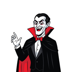Dracula, a man in black, has sharp fangs. The man who drinks the blood of a legendary virgin is told on Halloween.