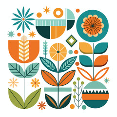 Naklejka premium nature geometric shape icon symbol retro style mid century style illustration