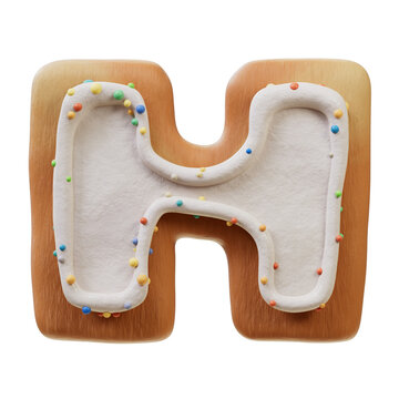 3D Font.Biscuit Donut Font Concept. Isometric Alphabet. Numbers And Letters. 3d rendering isolated on white background