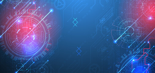 Abstract background. Scientific and technological concept with the use of technical elements formed in the shape of a circle.