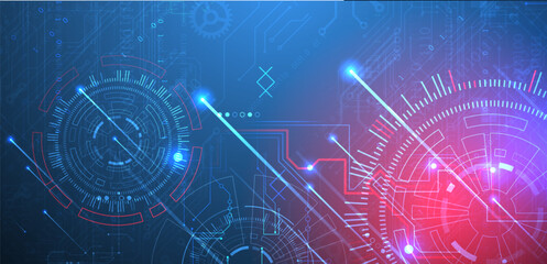 Abstract background. Scientific and technological concept with the use of technical elements formed in the shape of a circle.