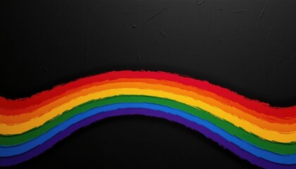 a luxury lgbt pride background with matte black and golden rainbow stripes, with alabaster background and subtle iridescence, used in vip sponsorship decks.