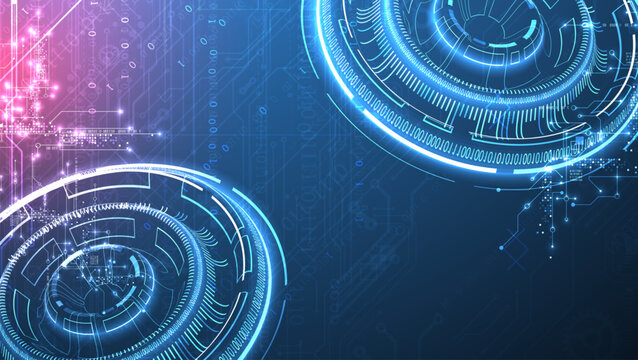 Abstract background. Scientific and technological concept with the use of technical elements formed in the shape of a circle. Vector