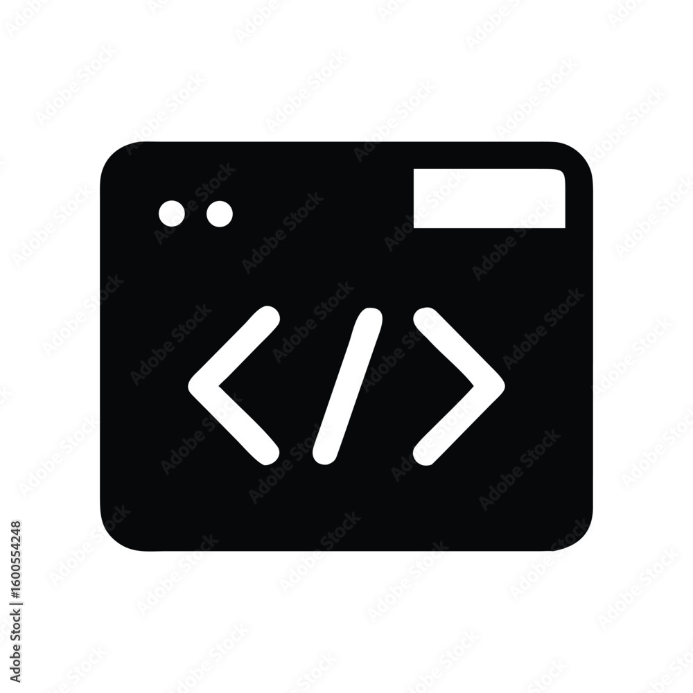 Aufkleber black and white code icon for web development.
