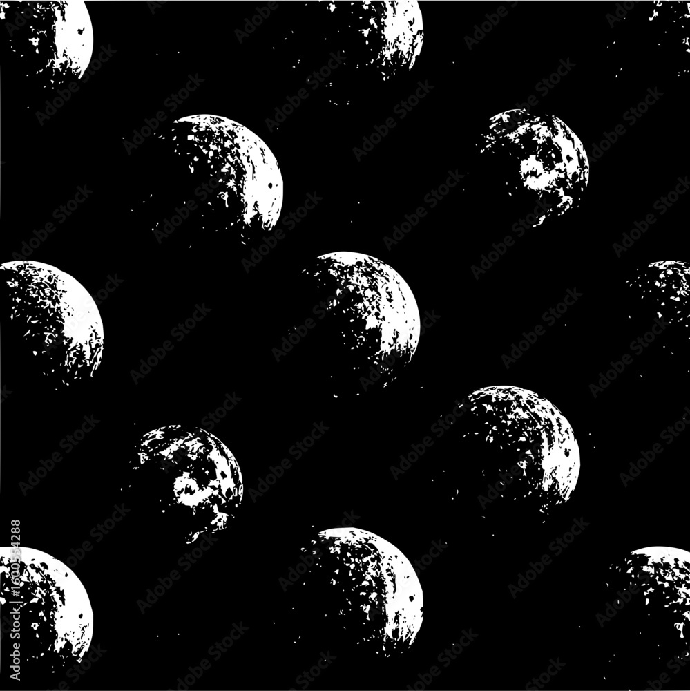 Leinwandbilder Monochrome abstract pattern of spherical shapes with textured surfaces on a black background design view