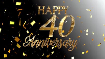 Elegant 4K golden animated celebration 40 year anniversary event featuring shimmering text sparkles alpha transparent background ideal creating memorable greeting cards celebration - Powered by Adobe