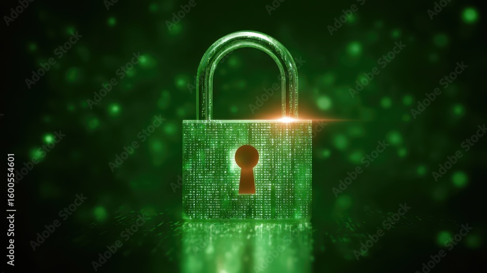 Aufkleber green digital padlock concept for cybersecurity data protection and information security. symbol of 