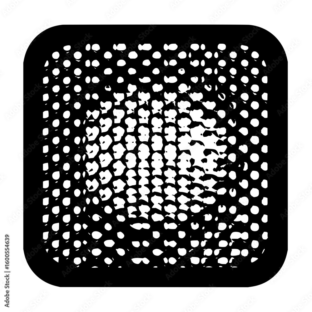 Leinwandbilder Black rounded square filled with a pattern of white circles creating a textured appearance style