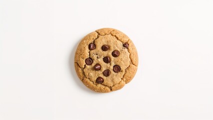 Scrumptious cookie filled with chocolate chips on a white base