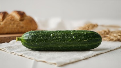 Sharp image of a dark yellow cucumber with a gently blurred setting