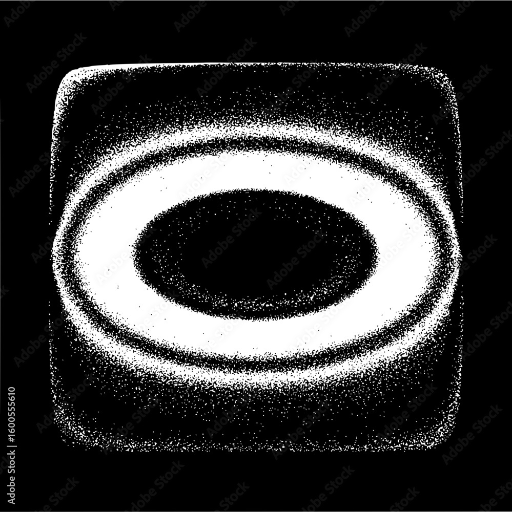 Aufkleber abstract black and white image of a square shape with an oval hole in the center and grainy texture