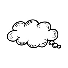 Hand drawn cloud thought bubble vector drawing for comics and graphic novels illustration and design for communication needs