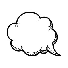 Hand drawn isolated speech bubble vector illustration for comics dialogs and communication design element in doodle style
