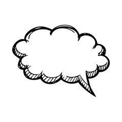 Hand drawn speech bubble vector illustration, Hand drawn thought cloud graphic, communication balloon element, doodle style icon