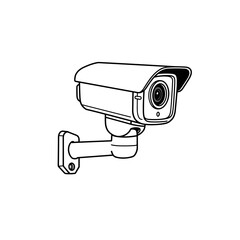 Security camera in line art style concept of isolated on white background  