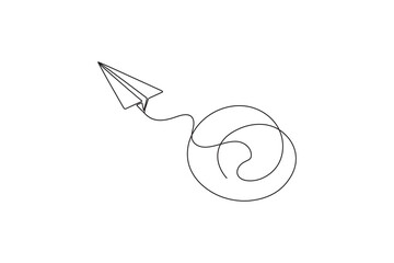 Paper plane continuous one line drawing vector illustration

