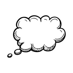 Hand drawn sketch thought bubble vector illustration for message icon design and creative thinking concept graphic element