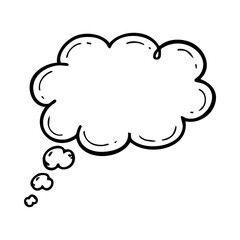 Hand drawn speech bubble vector, thought bubble illustration, comic cloud doodle, message balloon graphic design