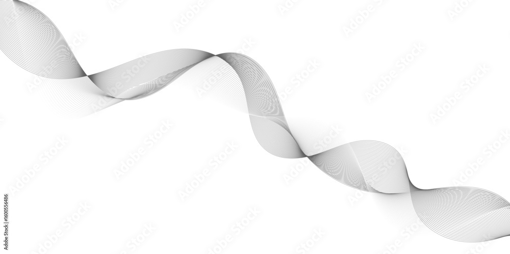 Fototapete Abstract grey, white smooth element swoosh speed wave modern stream background. Wave with lines created using blend tool. Abstract frequency sound wave lines and twisted curve lines background.	