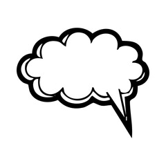 Hand drawn vector graphic of a speech bubble cloud for conversation, message, chat, thought, and communication design