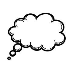 Hand drawn thought bubble vector illustration for graphic design and creative projects with cloud shape and doodle style