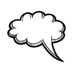 Hand drawn speech bubble vector illustration for message icon and communication concept graphic design element