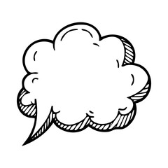 Hand drawn speech bubble vector illustration, Hand drawn cloud talk bubble, communication balloon doodle, thought bubble art