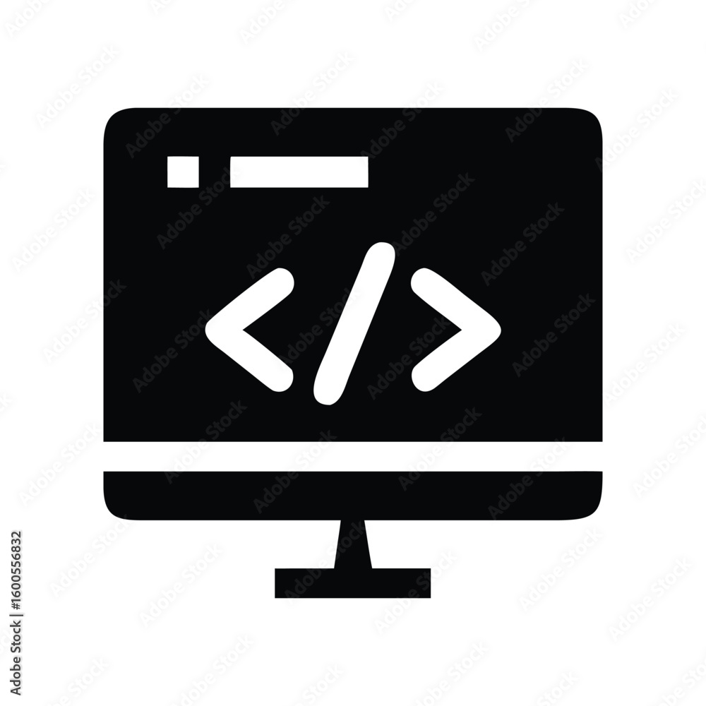 Poster black silhouette vector coding screen symbol