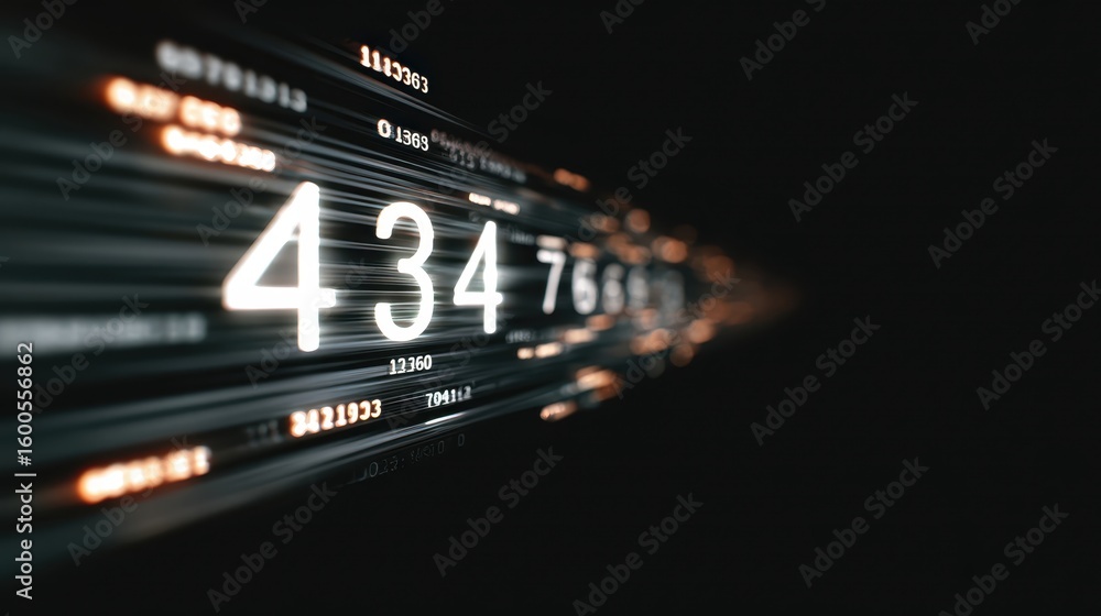 Poster high speed digital data stream background with glowing numbers. abstract technology concept showing 