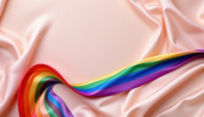 a luxury lgbt pride background with satin fabric textures and pride accents, with alabaster background and subtle iridescence, for premium editorial layouts.