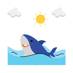 Ocean Shark vector sticker EPS 10 file