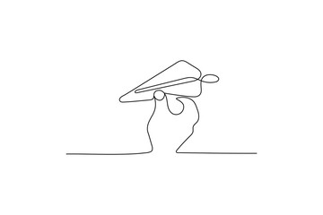 Paper plane continuous one line drawing vector illustration
