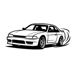 Naklejka premium Classic Sports Car Drifting Vector Illustration - Performance Auto Icon