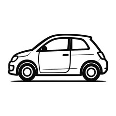 Compact City Car Side View Vector Icon - Small Urban Automobile