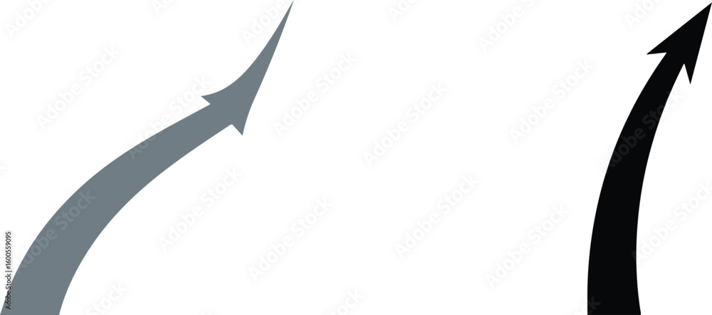 Poster two curved arrows pointing upwards representing growth and progress isolated on transparent backgrou