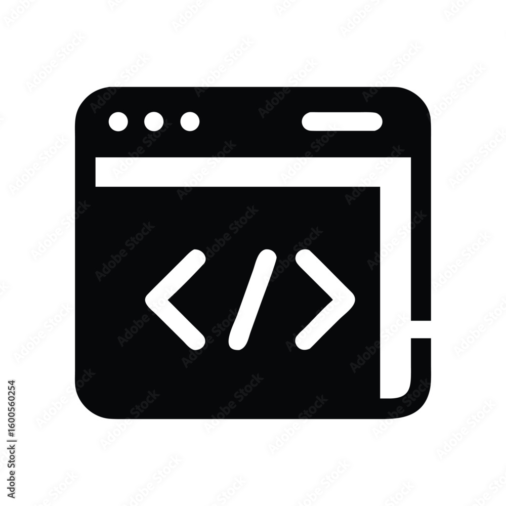 Poster black code window icon for developers
