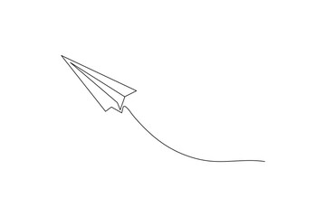 Paper plane continuous one line drawing vector illustration
