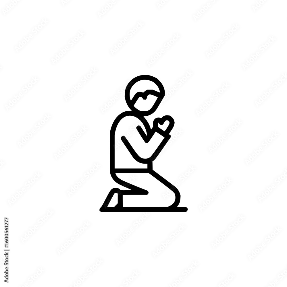 Poster stick figure jumping over a puddle depicted with simple black lines on a white isolated background i