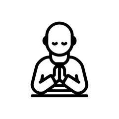Obraz premium Outline drawing of a person with hands clasped together in prayer or contemplation with head bowed down