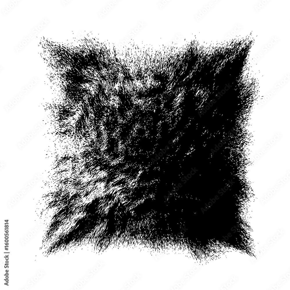 Poster isometric view of a landscape block with topographic lines and a large shadow in black and white