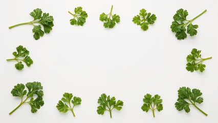 Obraz premium Isolated herb leaves with space for text on a white background