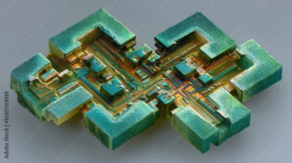 Aufkleber semiconductor technology rotating, revealing intricate details of microstructures and surface textur