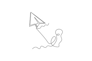 Paper plane continuous one line drawing vector illustration
