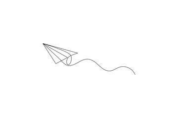 Paper plane continuous one line drawing vector illustration
