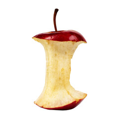 Eaten apple close-up on transparent background